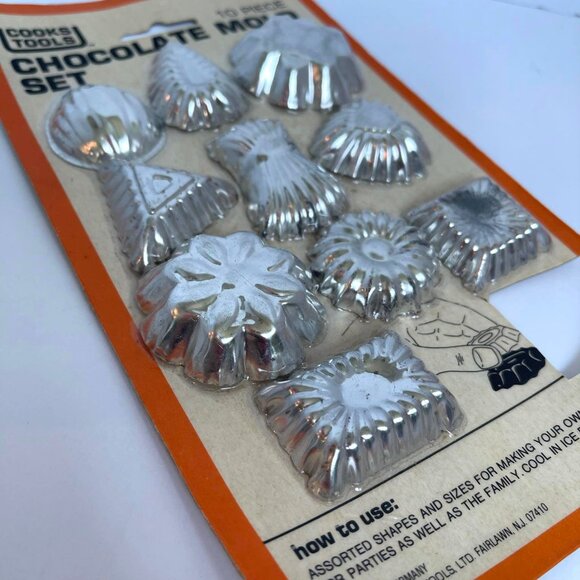 Cooks Tools Chocolate Mold Set 10 Piece Vintage NIP Mini Metal NIP - Picture 2 of 3